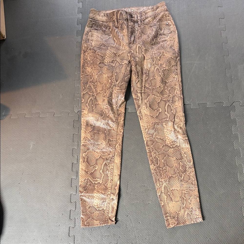 White House Black Market Brown Snake-Print Skinny Jeans